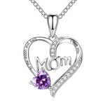 Heart-shaped Engraved Rhinestone Necklace for Mom