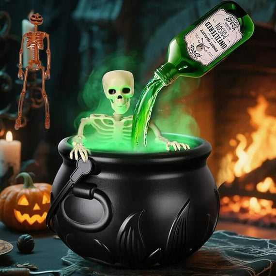 Halloween Cauldron with Fog & LED Skull