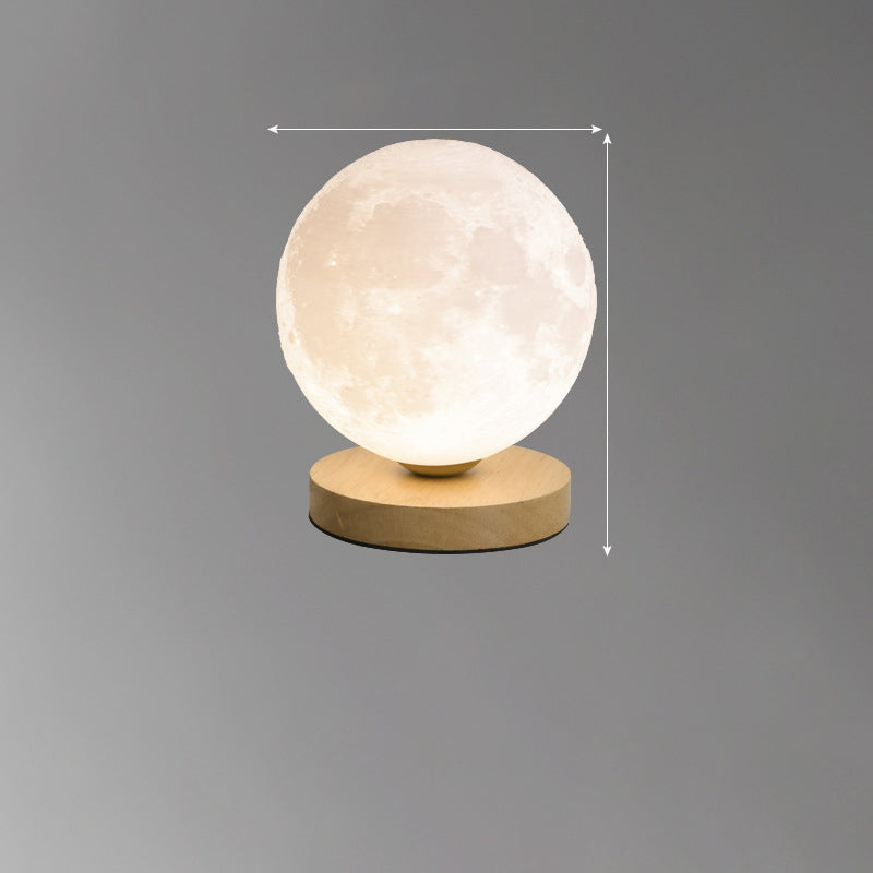 3D Moon Lamp with Wooden Base