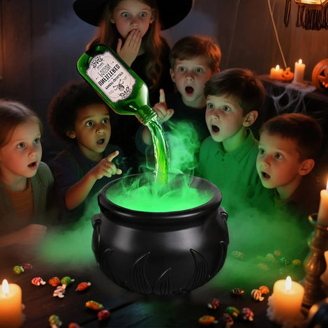 Halloween Cauldron with Fog & LED Skull