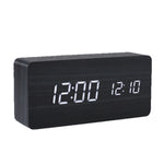 PVC Wooden Clock Multi-Function Alarm Clock LED Clock Thermometer Digital Clock Student Bedside Electronic Night Light Alarm