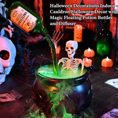 Halloween Cauldron with Fog & LED Skull