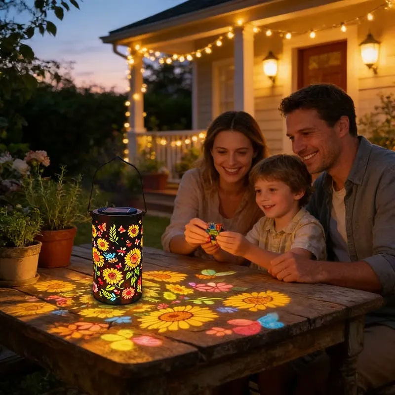 Solar Garden Lantern with Hollow Iron Design