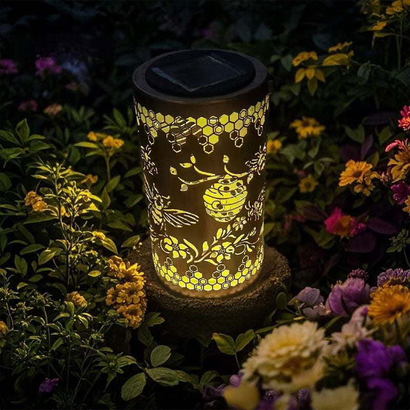 Solar Garden Lantern with Hollow Iron Design