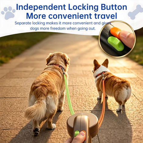 Double Retractable Dog Leash — Tangle-Free