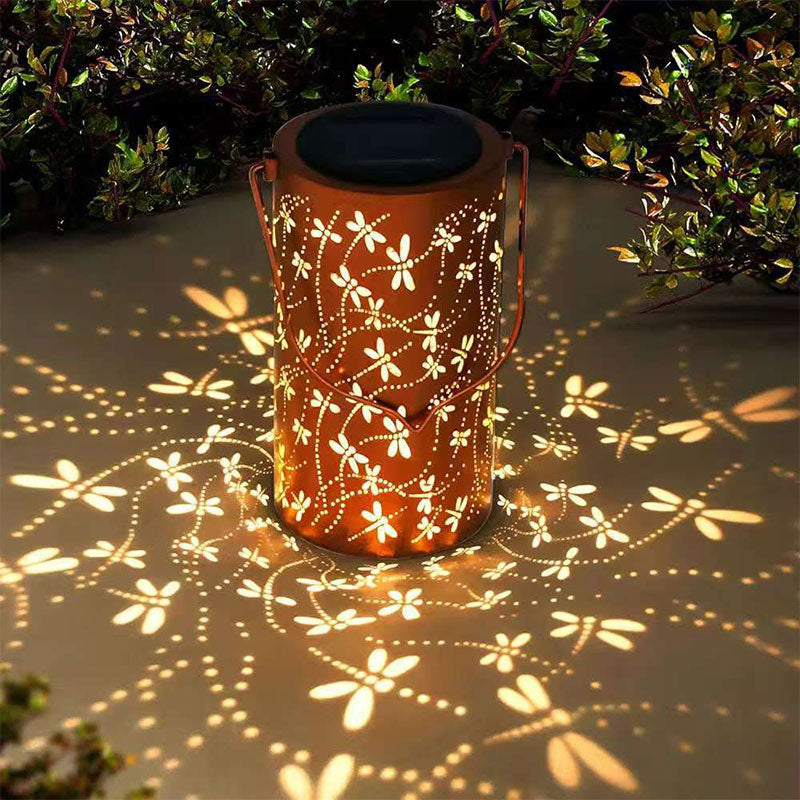 Solar Garden Lantern with Hollow Iron Design