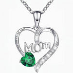 Heart-shaped Engraved Rhinestone Necklace for Mom