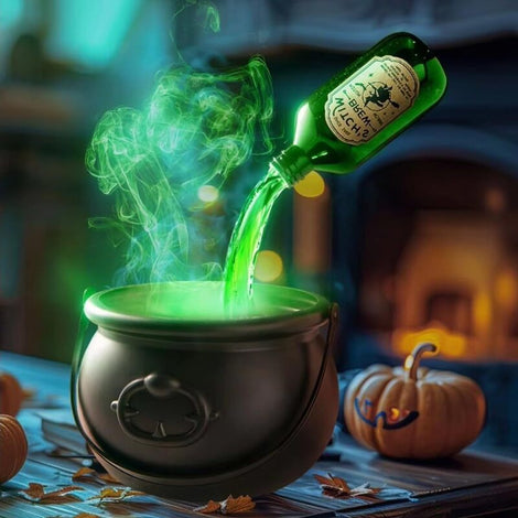Halloween Cauldron with Fog & LED Skull