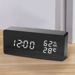 PVC Wooden Clock Multi-Function Alarm Clock LED Clock Thermometer Digital Clock Student Bedside Electronic Night Light Alarm