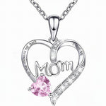 Heart-shaped Engraved Rhinestone Necklace for Mom