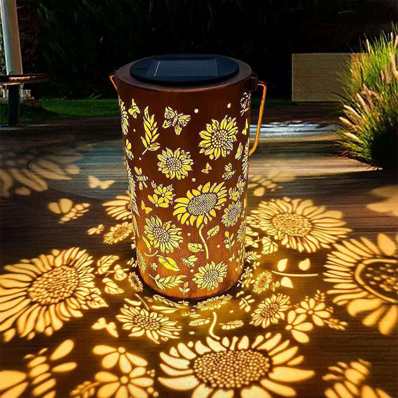 Solar Garden Lantern with Hollow Iron Design