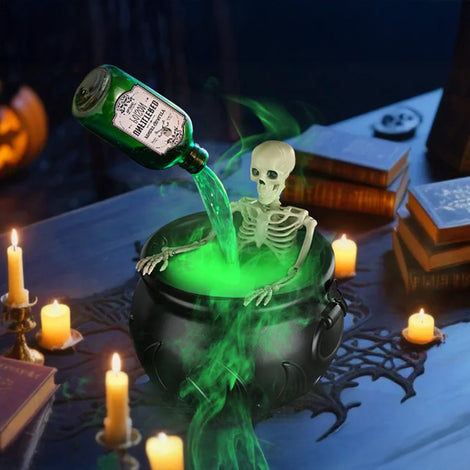 Halloween Cauldron with Fog & LED Skull