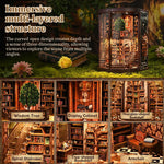 DIY Wooden Book Nook Kit - Miniature Bookend with Wisdom Rings, Home Decor Craft & Birthday Gift Idea