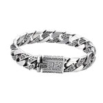 925 Silver Bracelet Pattern Cuban Link Thick Men's Thai Silver Vintage Oxidized Jewelry