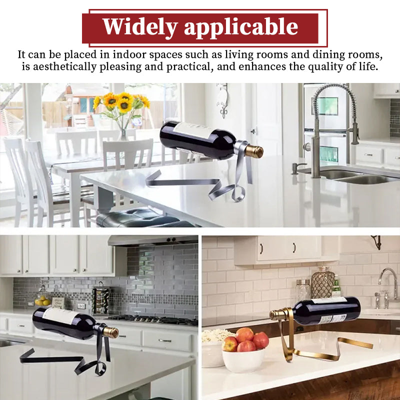Creative Hanging Wine Bottle Rack - Decorative Iron Shelf with Colorful Rope for Bar, Wall & Home Desktop Display