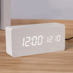 PVC Wooden Clock Multi-Function Alarm Clock LED Clock Thermometer Digital Clock Student Bedside Electronic Night Light Alarm