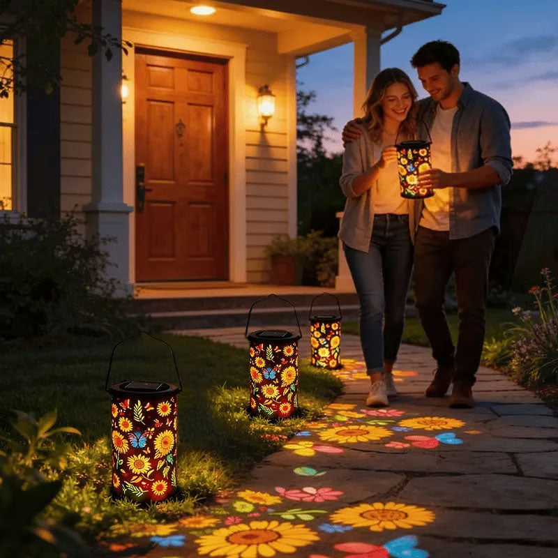 Solar Garden Lantern with Hollow Iron Design