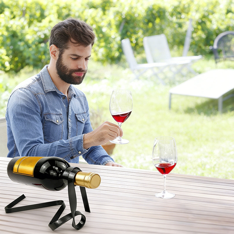 Creative Hanging Wine Bottle Rack - Decorative Iron Shelf with Colorful Rope for Bar, Wall & Home Desktop Display