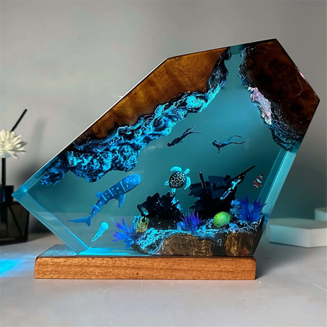 Ocean Depths Resin Lamp