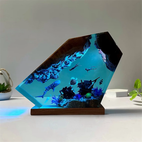 Ocean Depths Resin Lamp