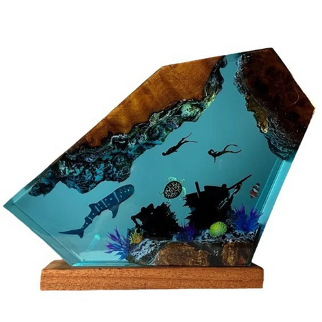 Ocean Depths Resin Lamp