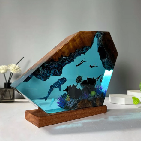 Ocean Depths Resin Lamp