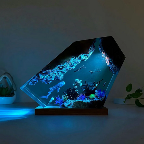 Ocean Depths Resin Lamp