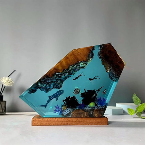 Ocean Depths Resin Lamp